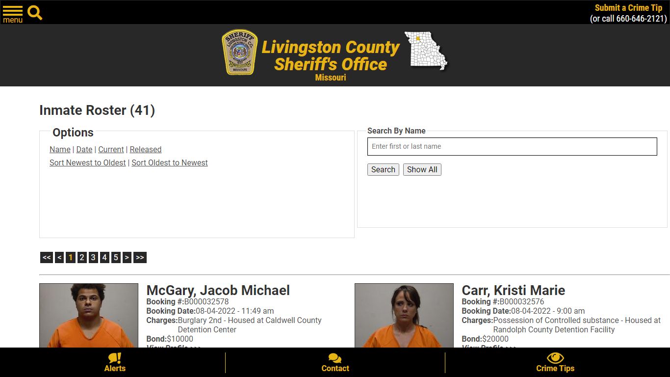 Inmate Roster - Current Inmates Booking Date Descending - Livingston ...