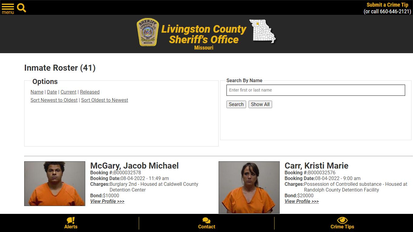 Inmate Roster - Livingston County Missouri Sheriff